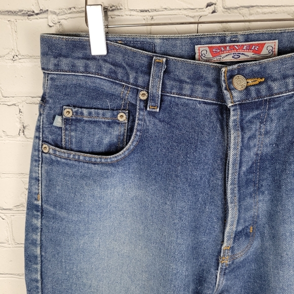 SILVER | high waist straight leg button fly 100% cotton mom jeans - Picture 4 of 10